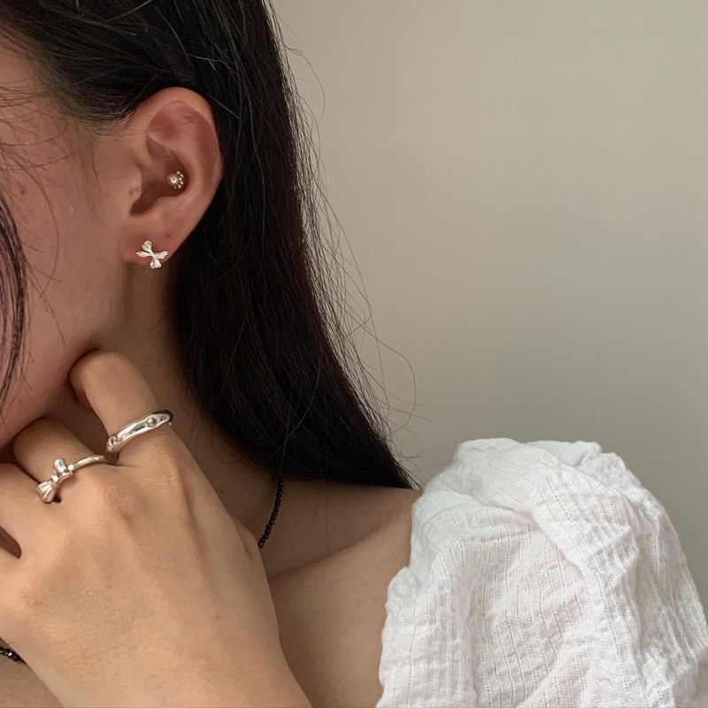 (silver925) ラブリーリボンピアス type2 *silver