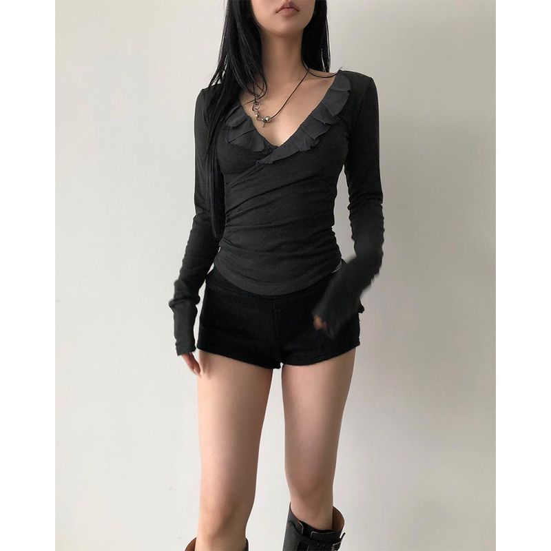 Bai V-neck Frill T