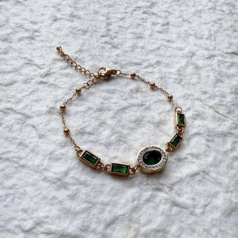 Green Gem Chain Bracelet