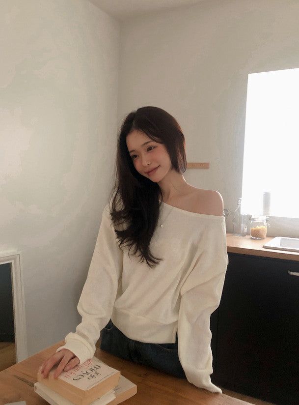 2WAY Button Slit One Shoulder Knit (3color)