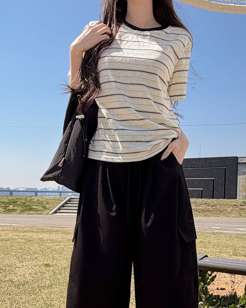 Mect stripe short‑sleeve T‑shirt