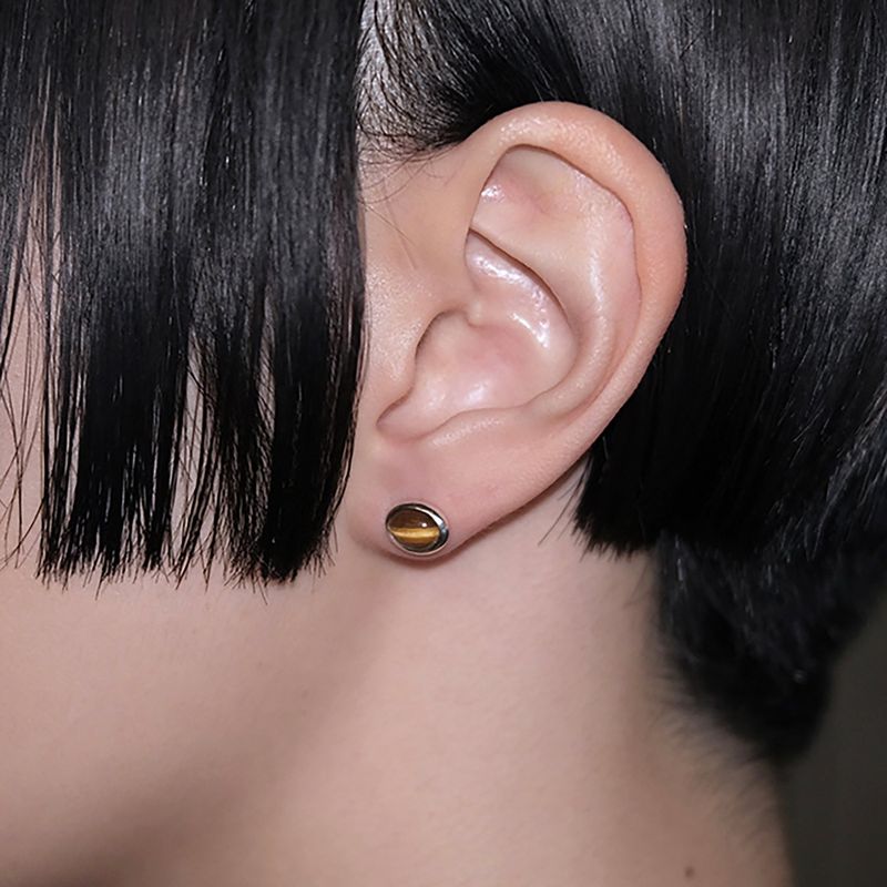 Wood stone earring