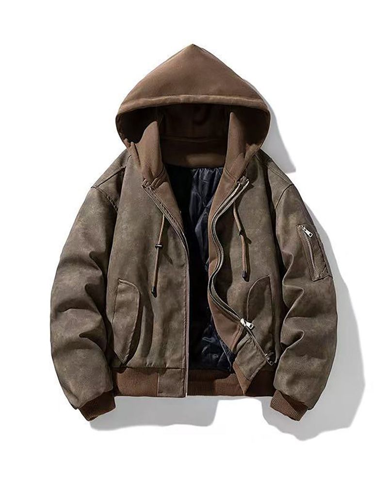 Neren Hood Bomber Leather Padding