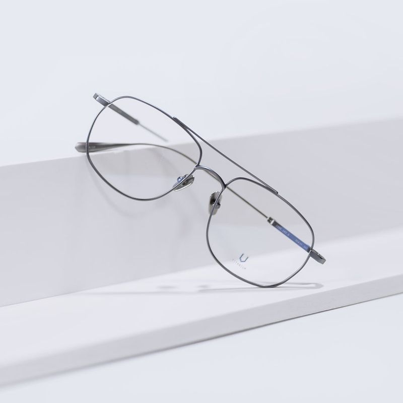 Knouun Square titanium glasses CODE. 102. G Black N Gray