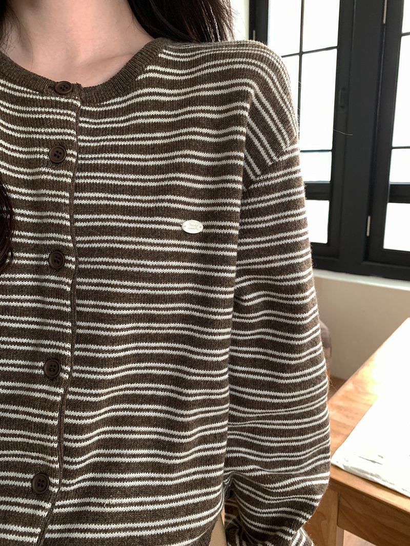 [MADE] [Planning] Slits Stripe Round Cardigan