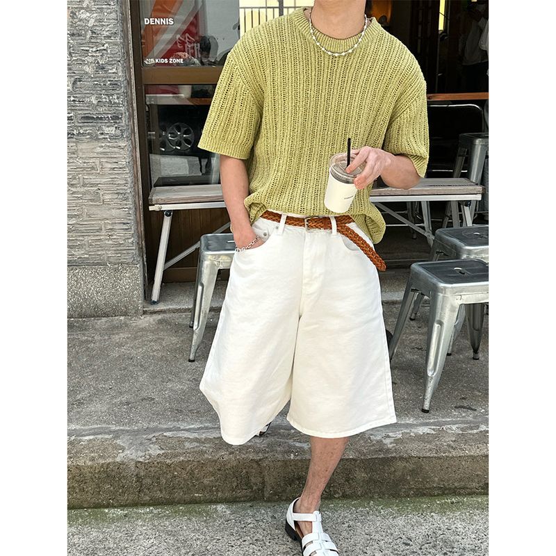 [S/S] White cotton bermuda pants