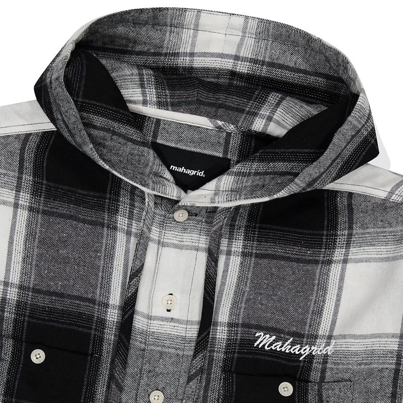 HOODED OMBRE CHECK SHIRT