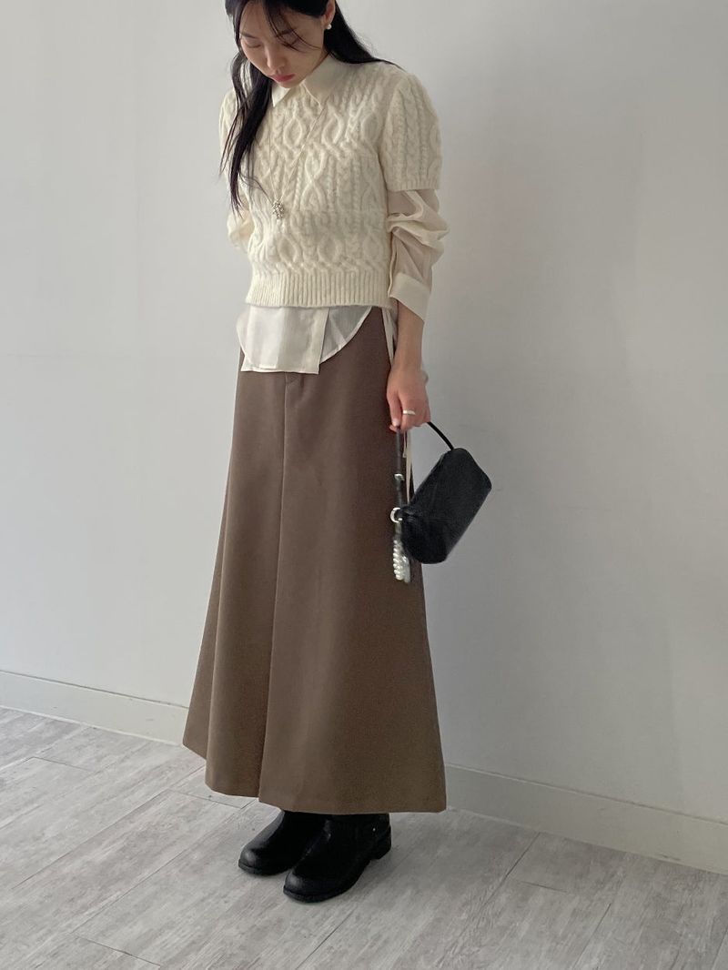 Maxi Wool A-Line Long Skirt