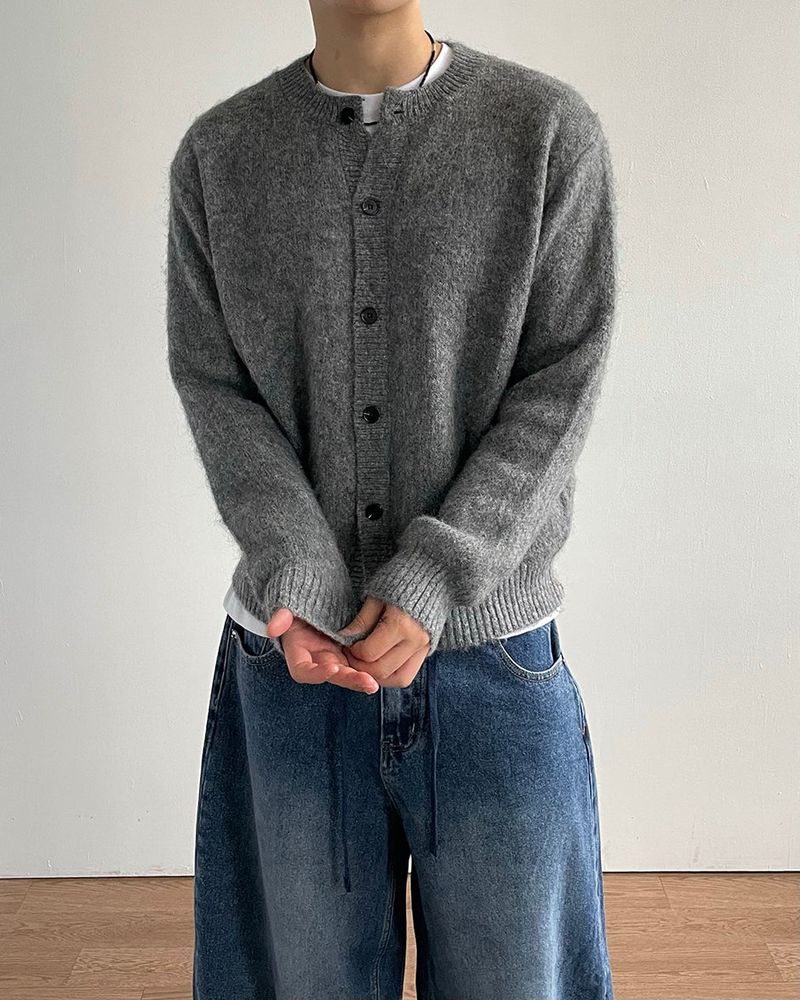 Hairy Wool crop Knit Cardigan