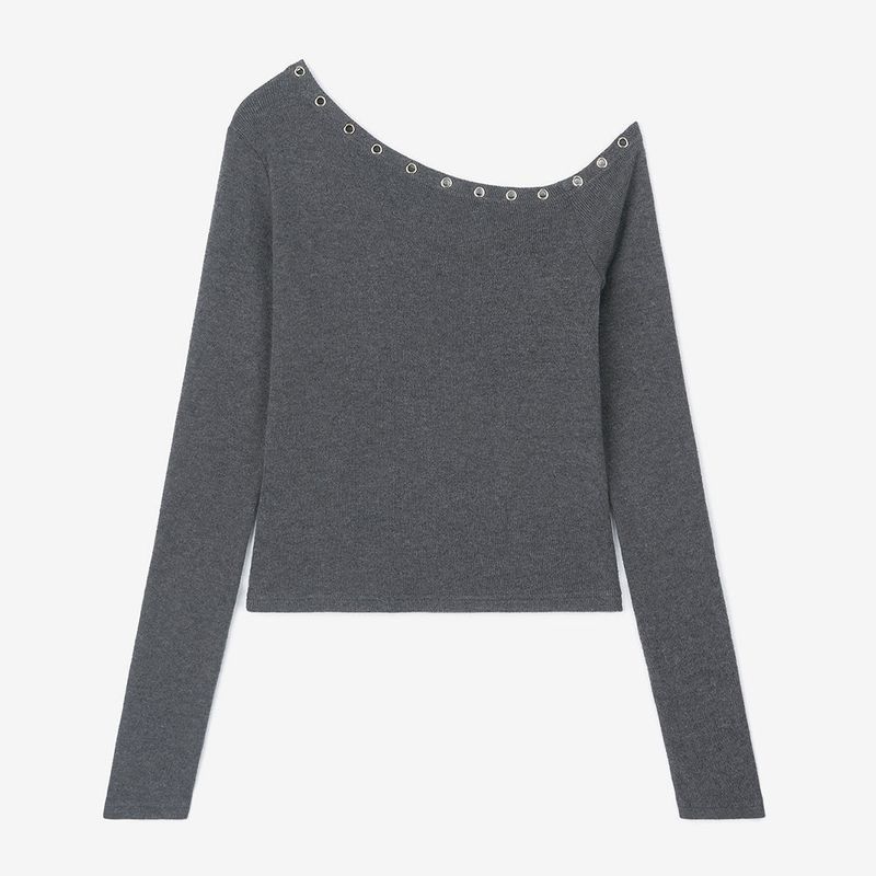Studded Off-Shoulder Charcoal