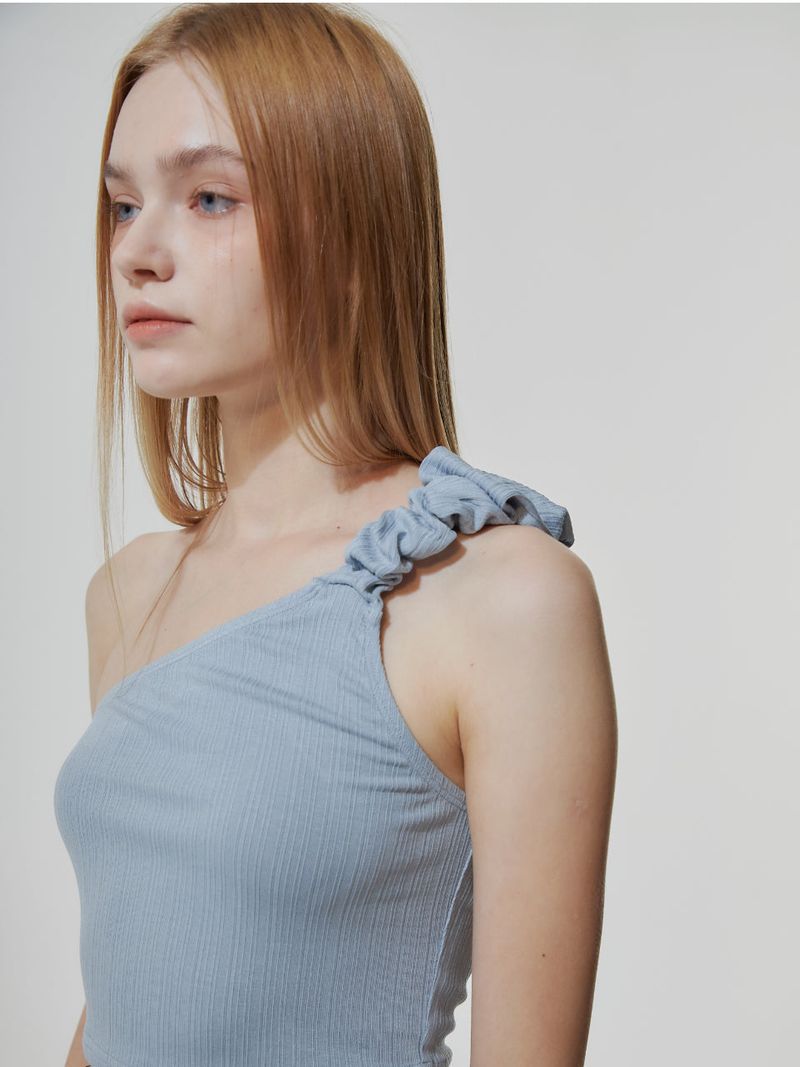 UNBALANCED WRINKLE TOP_SKY BLUE