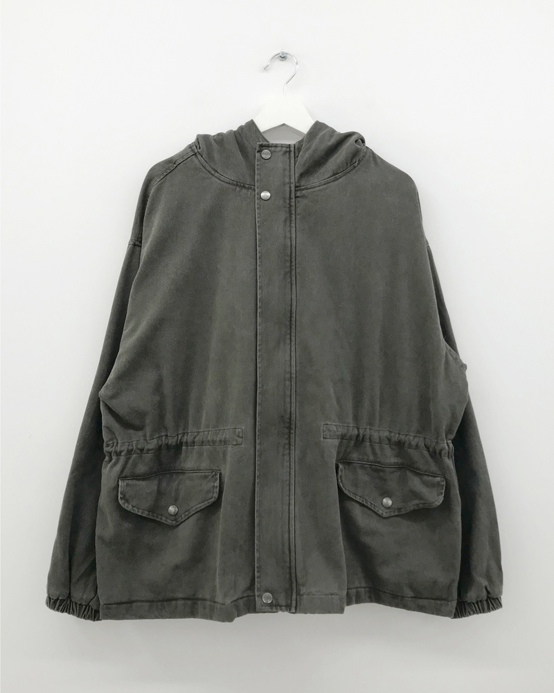 Morrow washed hooded field jacket (2color)
