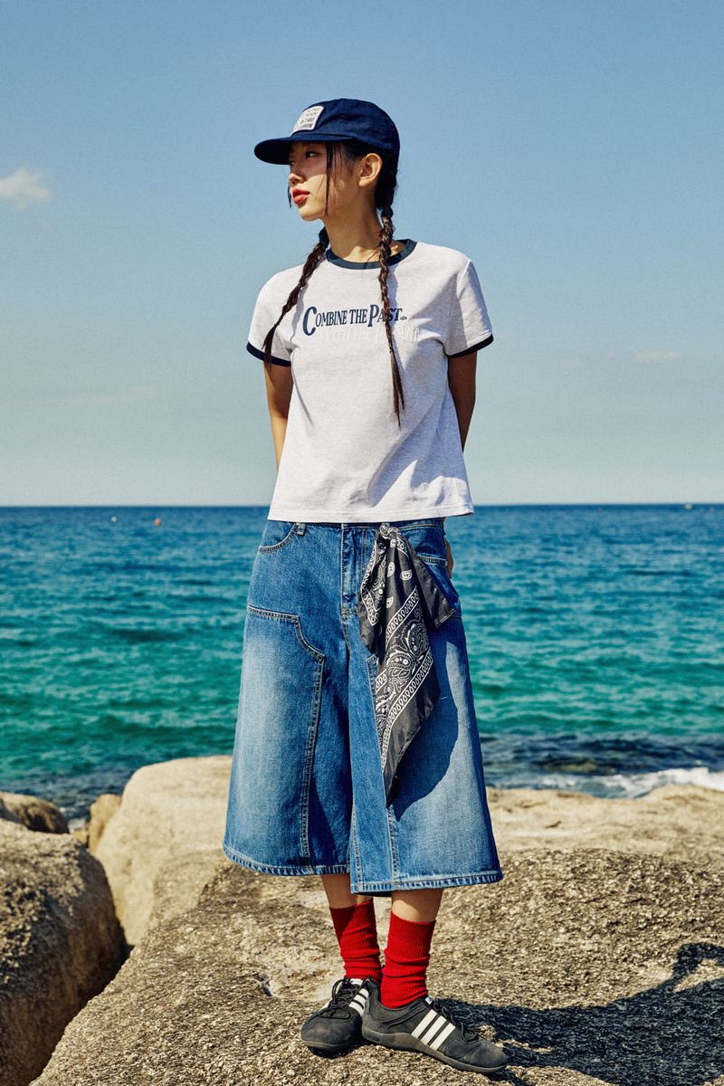 GUBIN（グビン）の「(W) VELVET LETTERING RINGER T-SHIRT（Tops）」