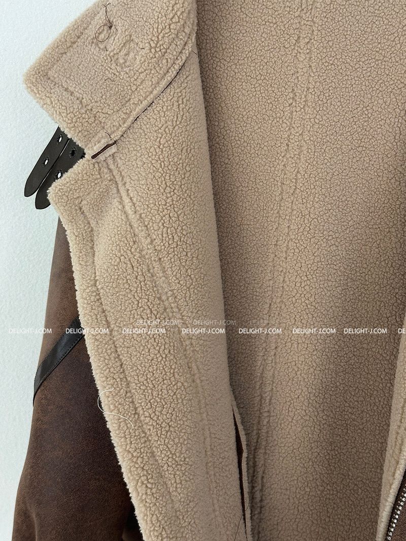 Oversized Fit Leather Wool High-Neck Mustang