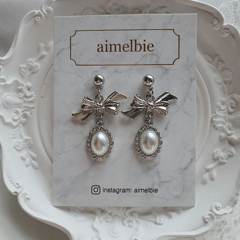 [SNSD Tiffany Earring] Mary Earring - Pearl Version (Silver)