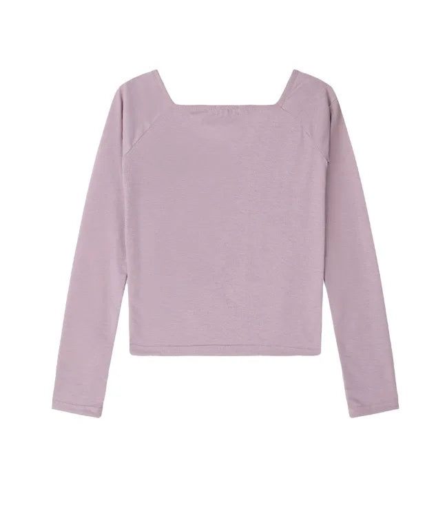 Para Off-shoulder Boat Neck Long Sleeve Tee