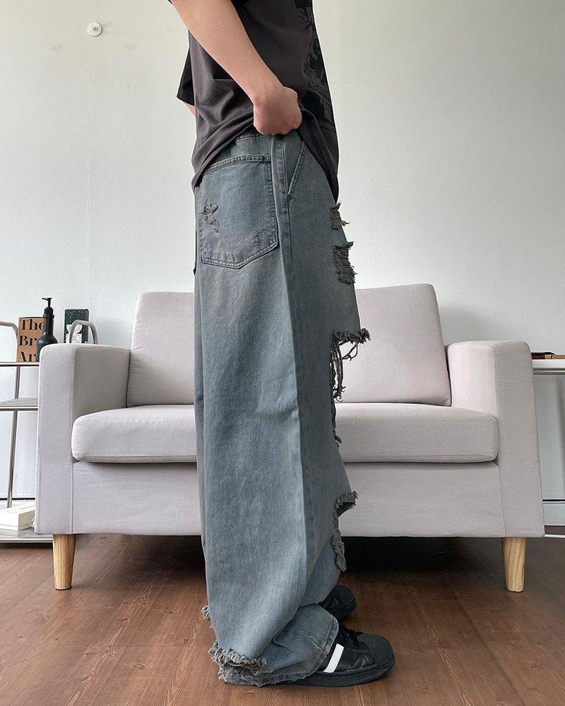 Damage Washing Denim Pants