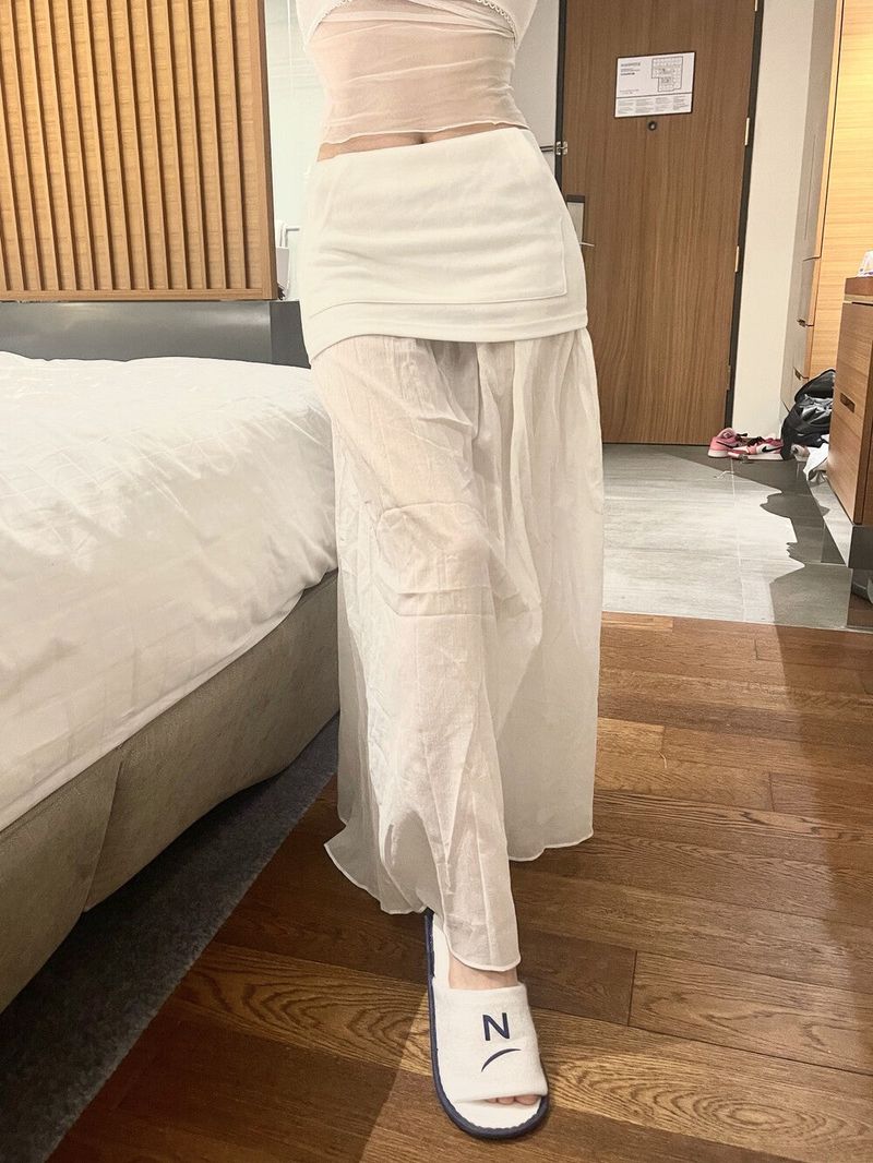 1200. Pocket layered long sk (3color)