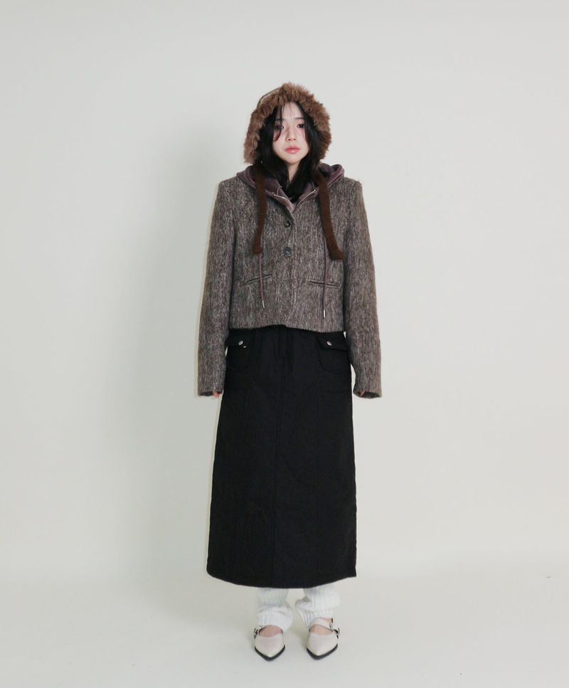Linda Brush Mohair Crop Long Sleeve Jacket