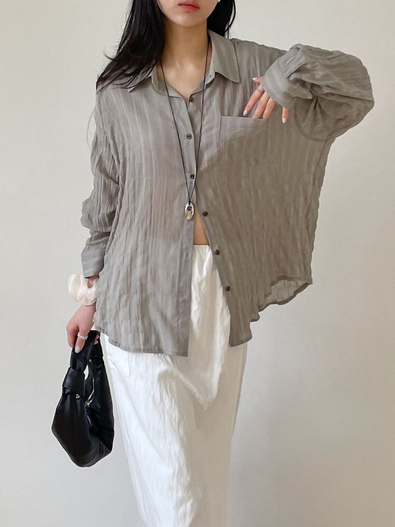 INCHANT ME(インチャントミー)の「Block Stripe Loose Fit Shirt(Tops)」
