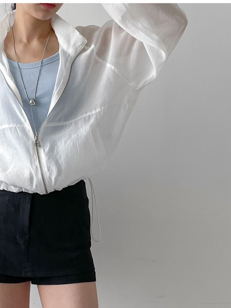 Organza Raglan See-through Blouson Jumper