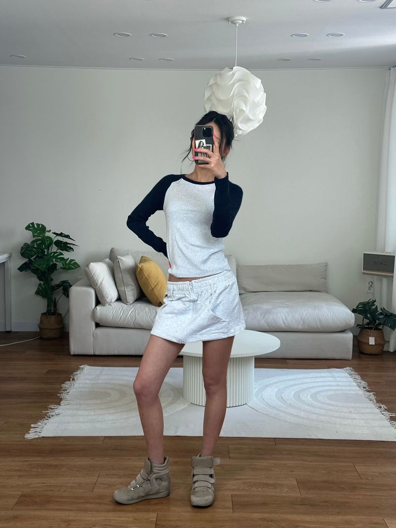 zip sweat mini skirt