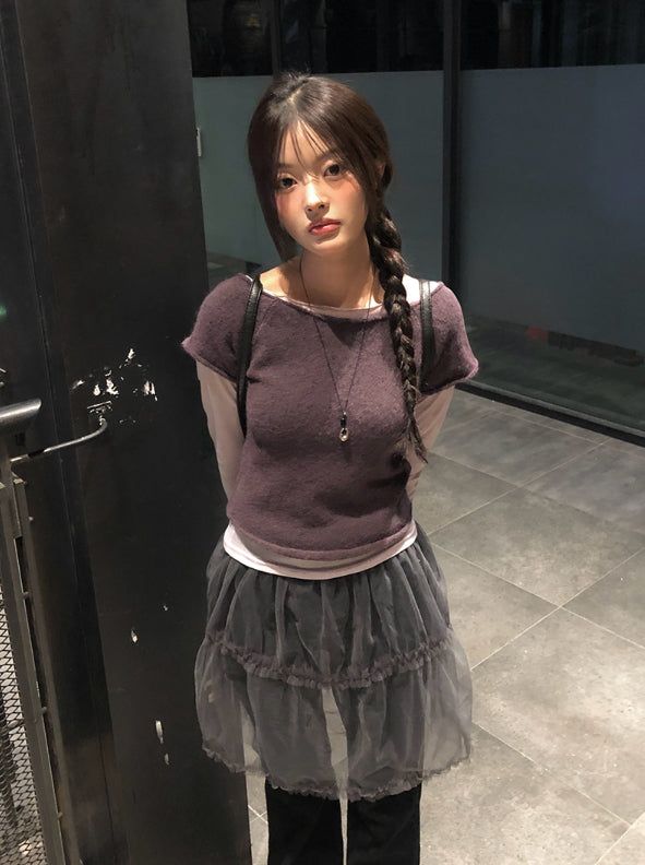 Nippy Frill Double-Side Layered T-Shirt
