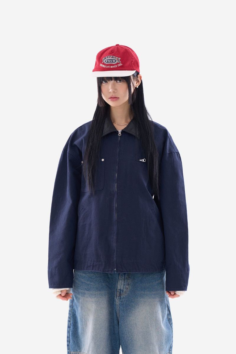 Raucohouse（ラウコハウス）の「Leather collar vintage zip-up work jacket（Jackets/Outerwear）」