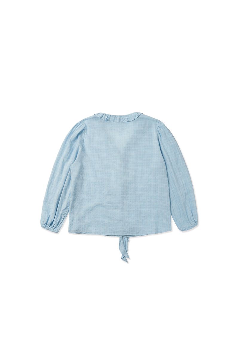 Ruffle shirring blouse_skyblue