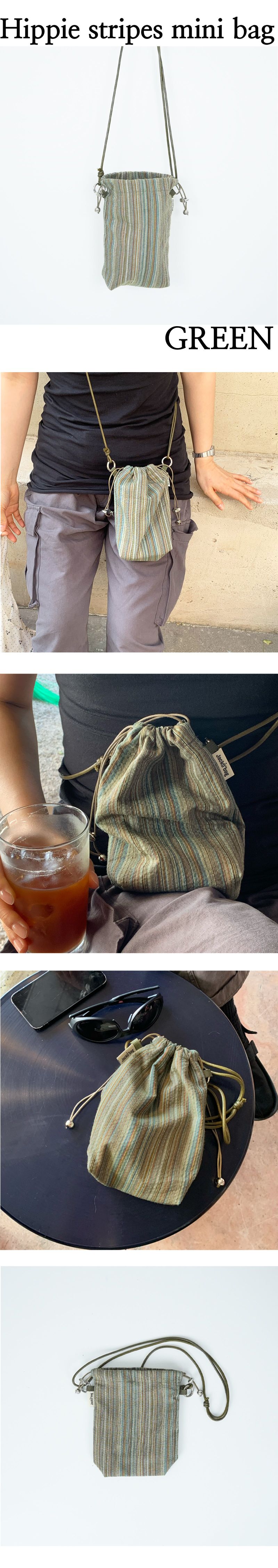Hippie stripes mini bag GREEN