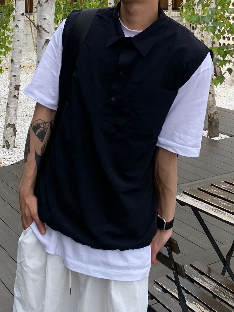 Half Open Nylon Shirt Vest 3C
