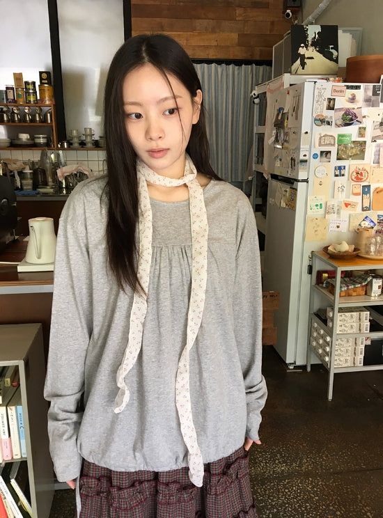 BAON（バオン）の「Raneehi Shirring Ribbon Long Sleeve Tee（Tops）」