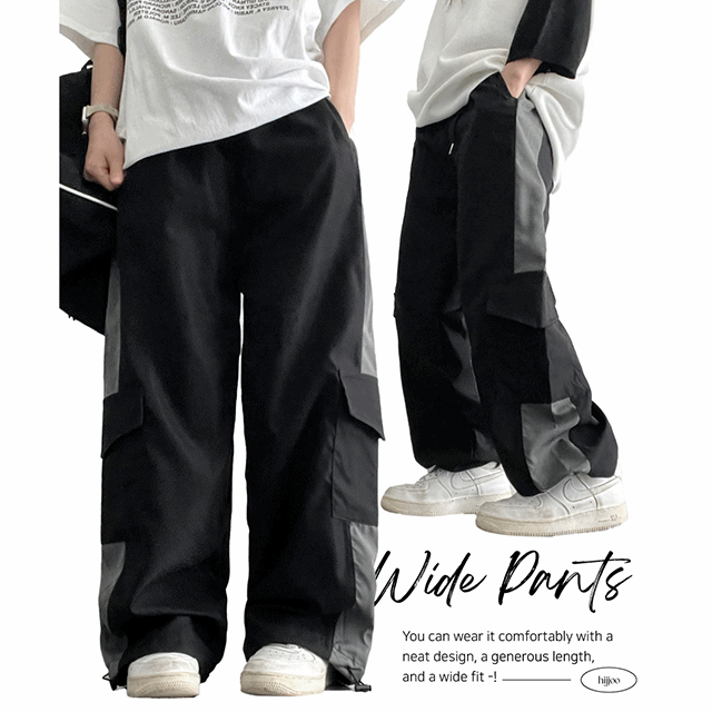 hijjoo（ハイチュー）の「Black Gray Colored Cargo Wide Pants（Pants）」
