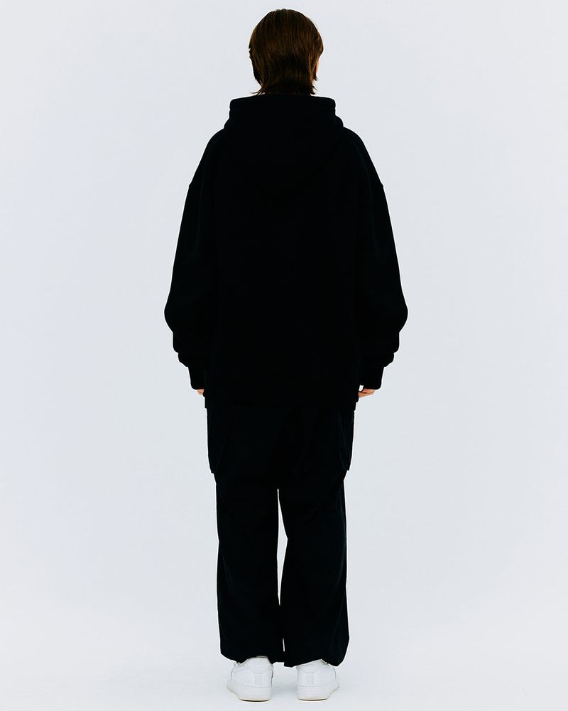 SPRAY RABBIT HOODIE-BLACK