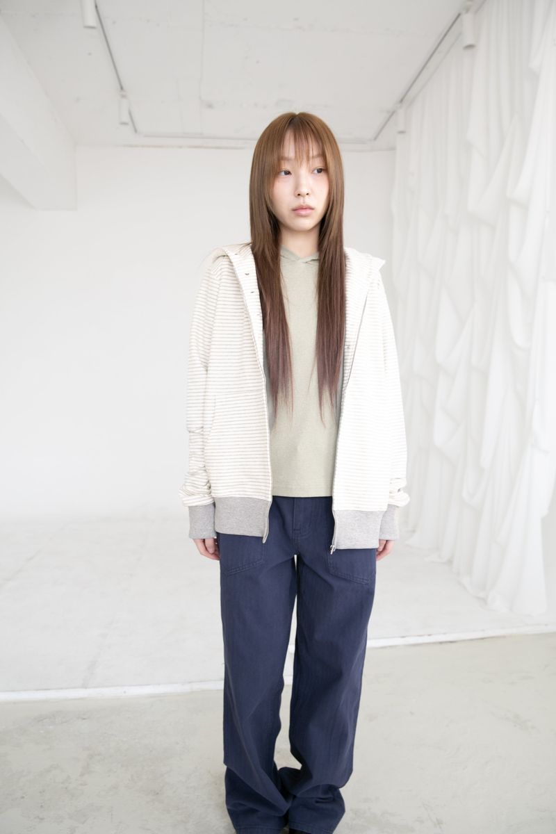 button twoway stripe hood zip-up(2colors)