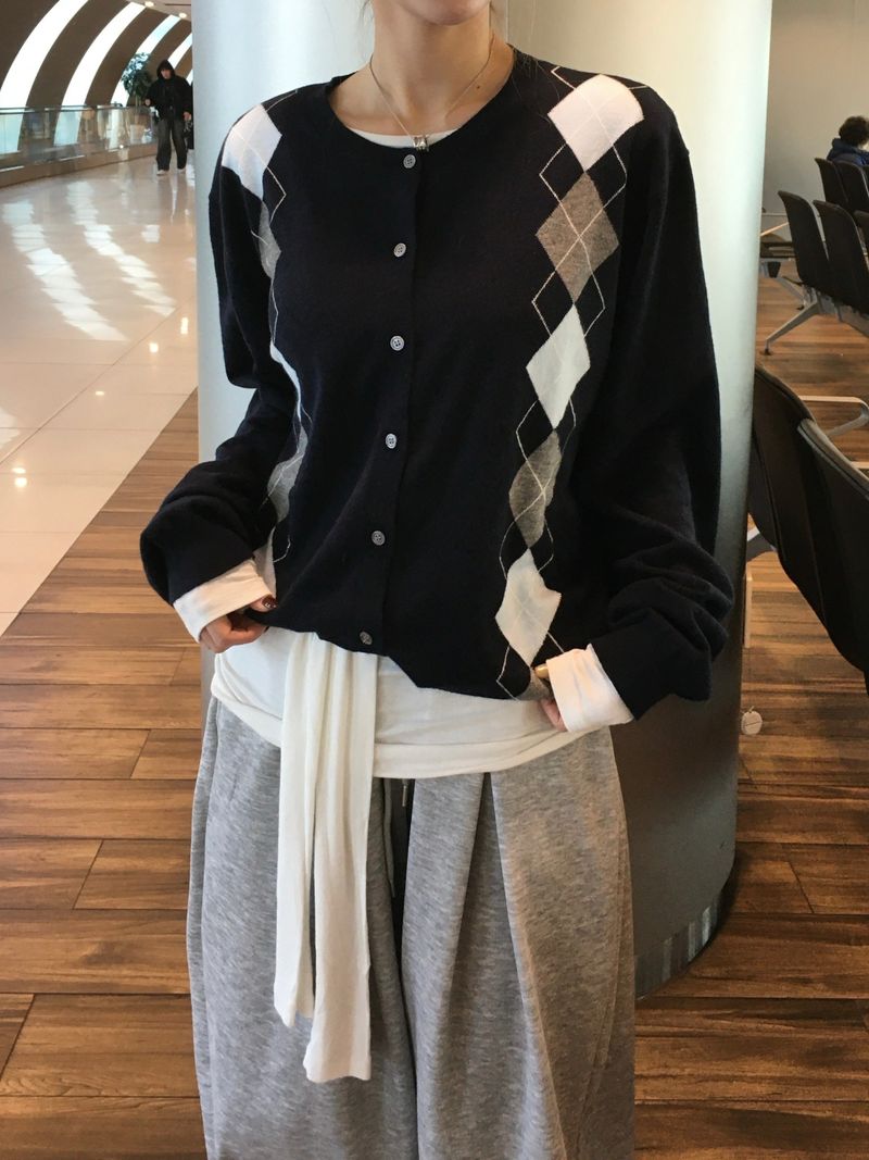 Able Argyle Knit Cardigan (2c)