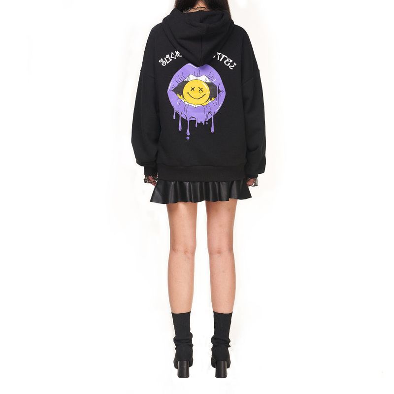 PURPLE LIP HOODIE black