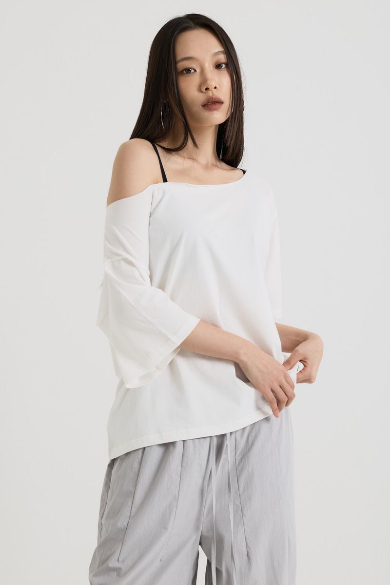 One shoulder t-shirt, White