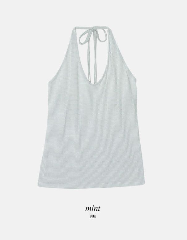 Border Halter Neck Sleeveless (3color)