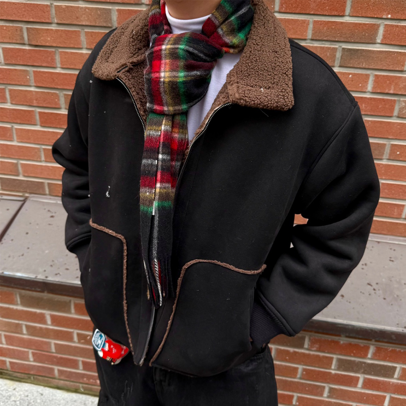 Oversized Suede Buckle Shearling Jacket
