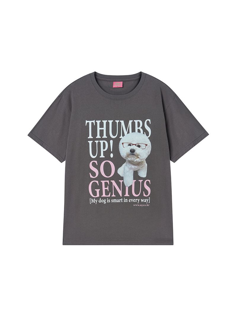 GENIUS PUPPY TEE CHARCOAL