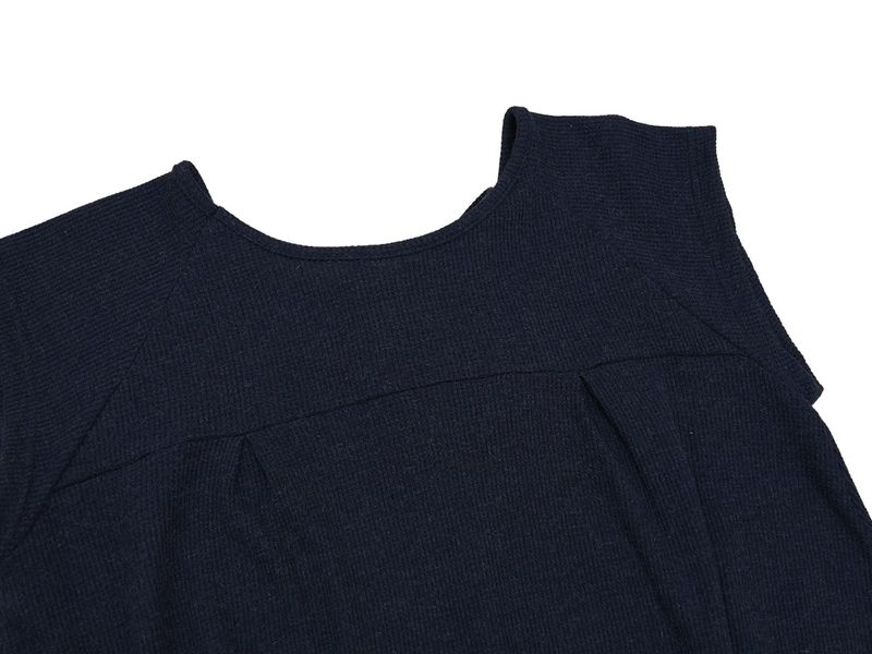Pintuck waffle flare dress  / navy