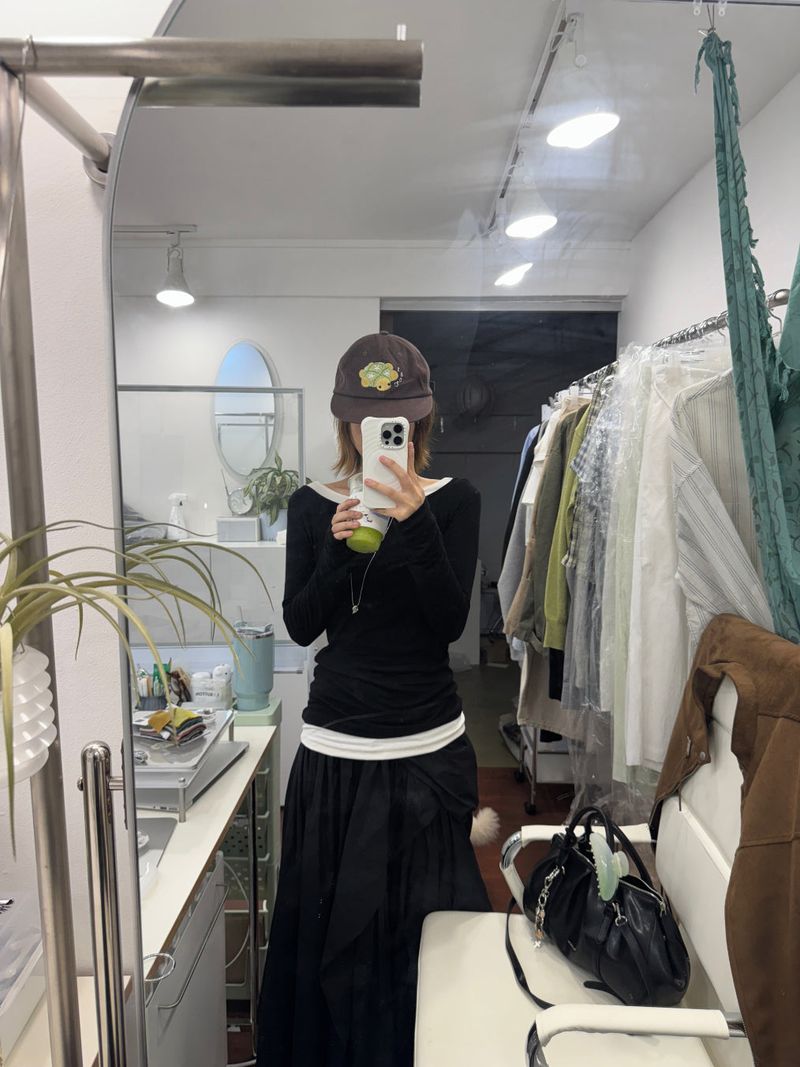 [prts made] ソフトタッチボートネックロングスリーブTシャツ (cream ivory, black 2colors)