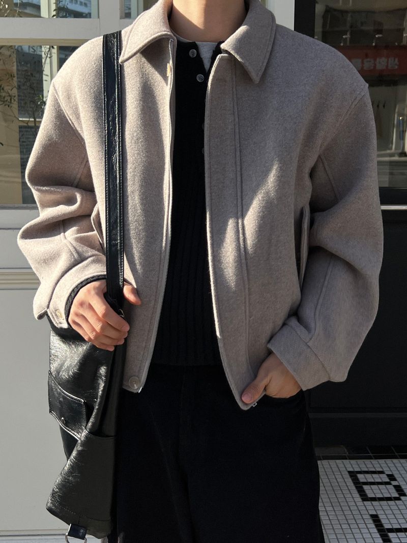 Span Harrington Cropped Wool Jacket (2 Colors)