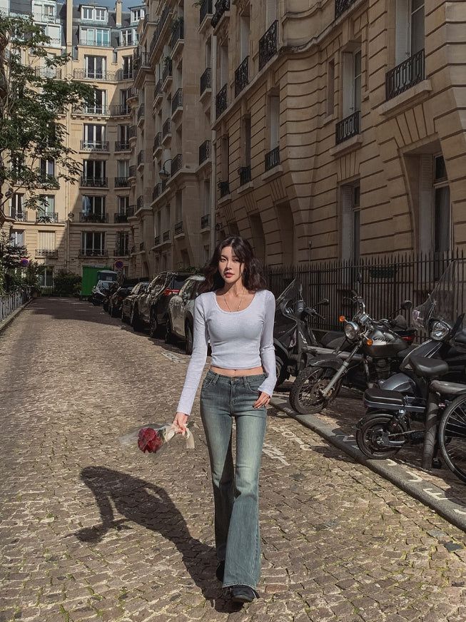 Eni slim half-low bootcut pants
