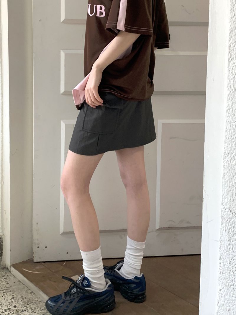 Naing Bijo Pocket Cargo Nylon Mini Skirt
