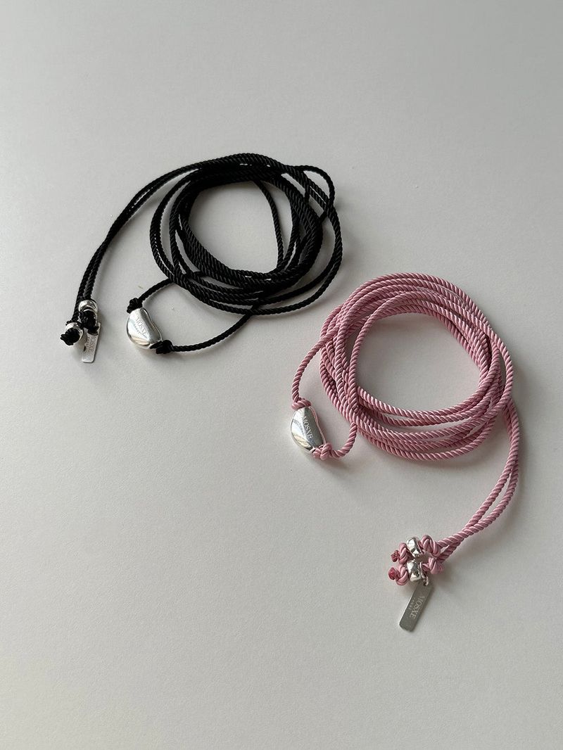 [Hand made/925silver] Long string bean necklace (2color)