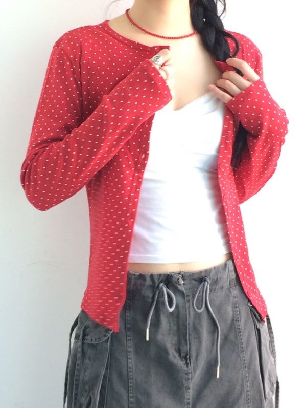 Round Pick Dot Cardigan