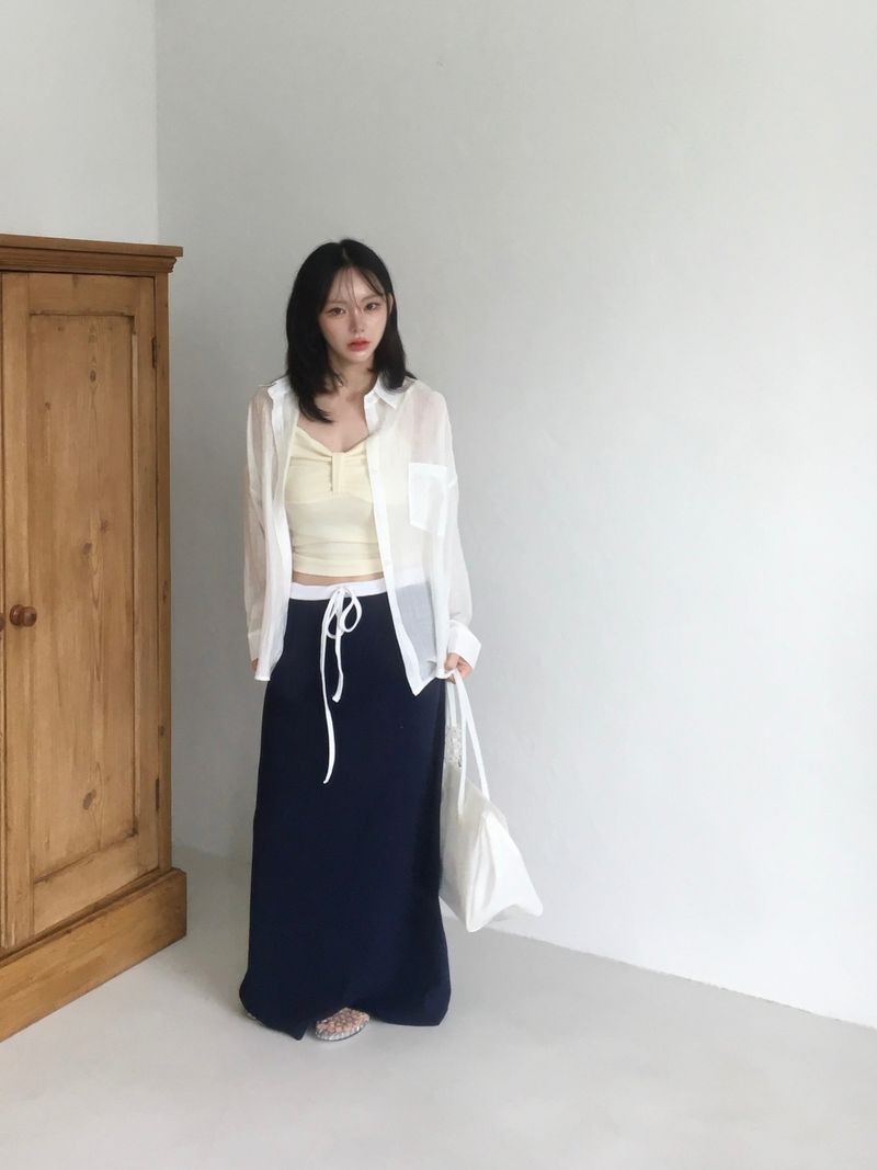 Airy Shell See-Through Shirt (7c)