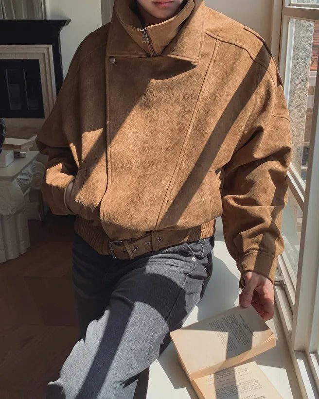 Seidon Suede High-Neck Rider Jacket
